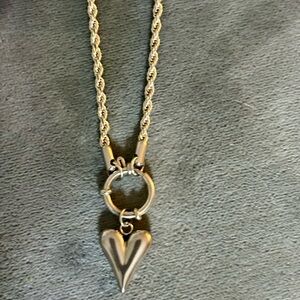 Silver Rope Chain Necklace with Heart Pendant